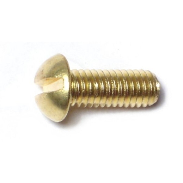 Midwest Fastener #10-32 x 1/2 in Slotted Round Machine Screw, Plain Brass, 24 PK 61452